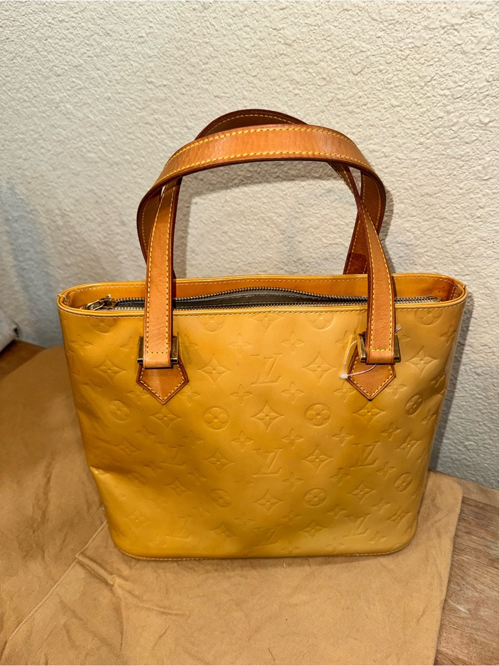Louis Vuitton Yellow Embossed Monogram Shoulder Tote